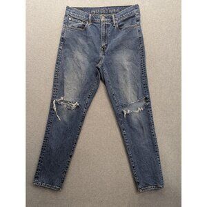 American Eagle Flex Loose Jeans Mens 31x30 Blue Distressed Ripped Tapered Denim